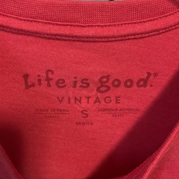 Life Is Good Vintage Red Snowman Long Sleeve Tee Size Small - Picture 3 of 9